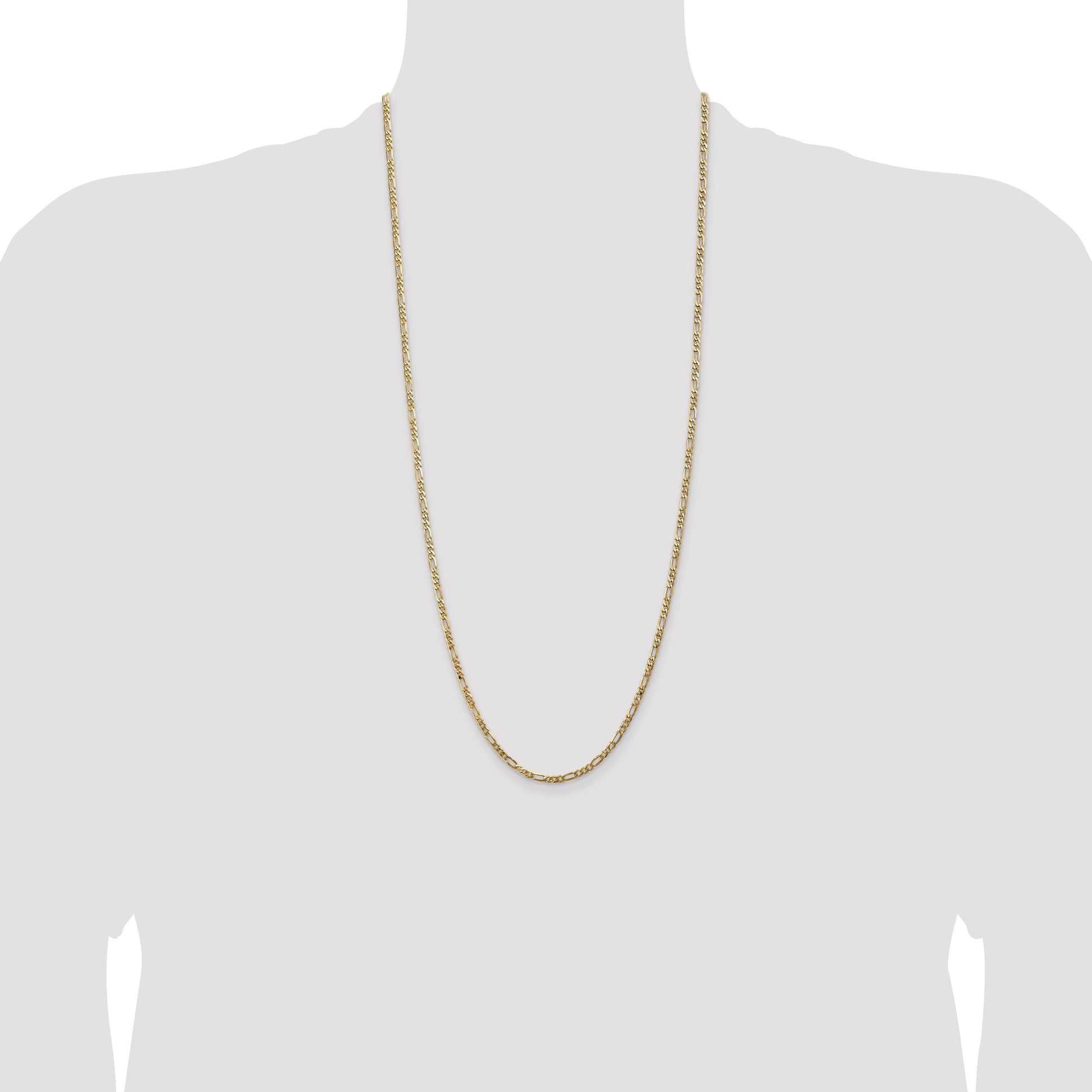 14K 30 inch 3mm Flat Figaro with Lobster Clasp Chain