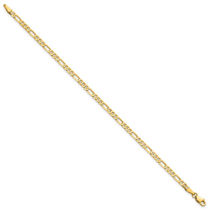 14K 6 inch 3mm Flat Figaro with Lobster Clasp Bracelet