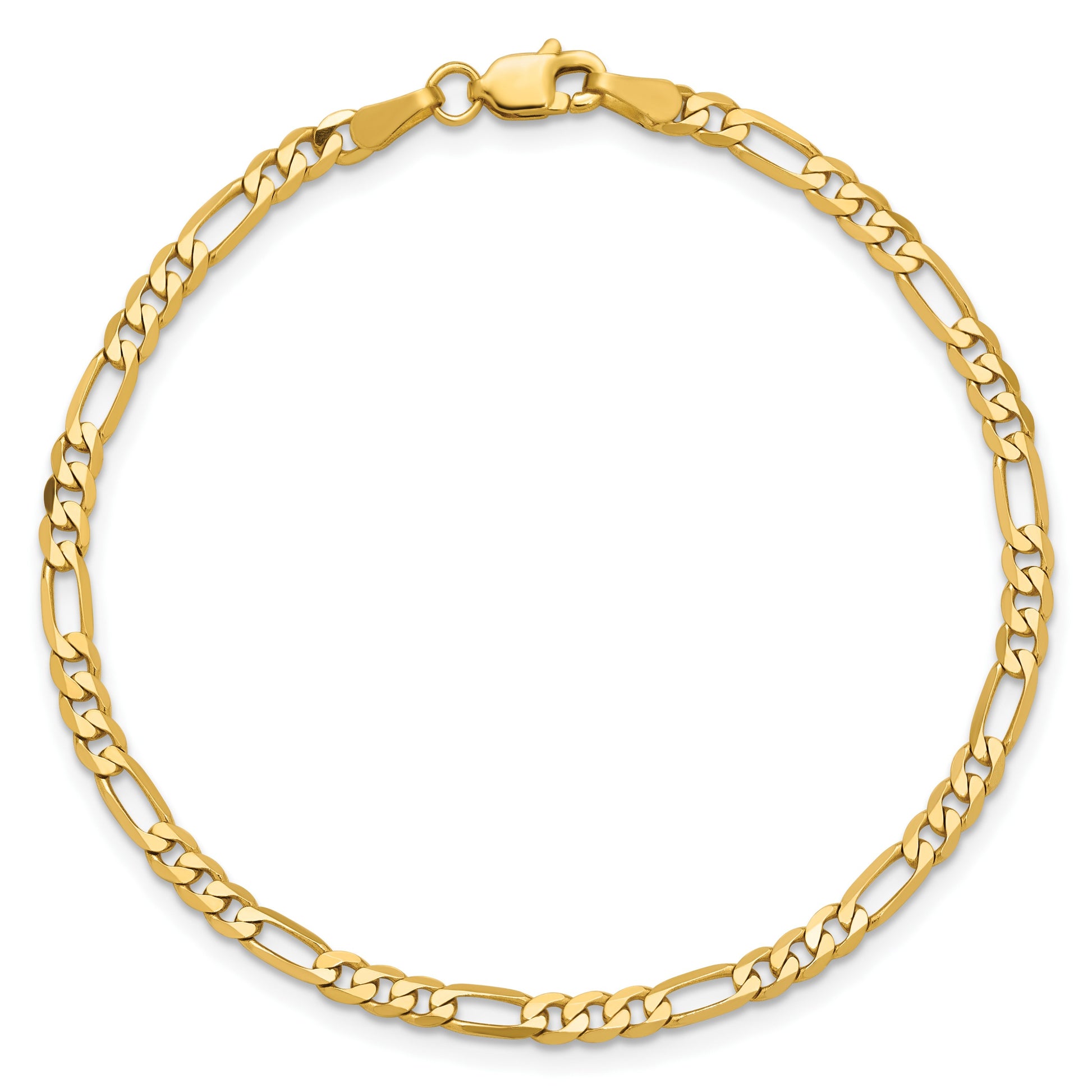 14K 6 inch 3mm Flat Figaro with Lobster Clasp Bracelet