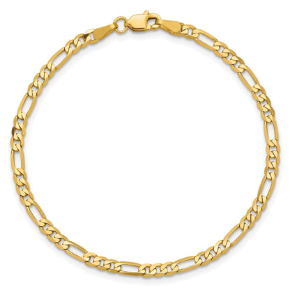 14K 6 inch 3mm Flat Figaro with Lobster Clasp Bracelet