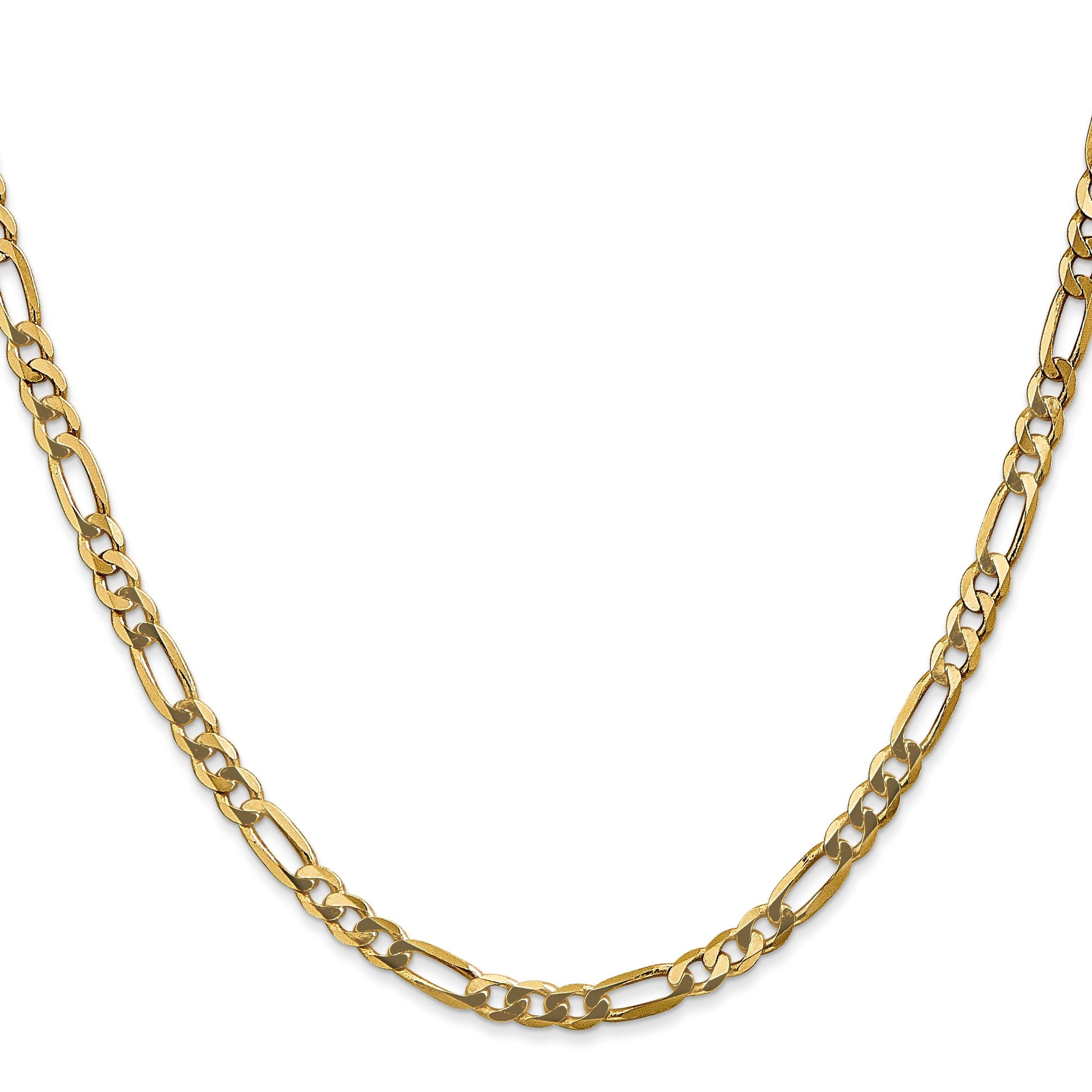 14K 26 inch 4mm Flat Figaro with Lobster Clasp Chain