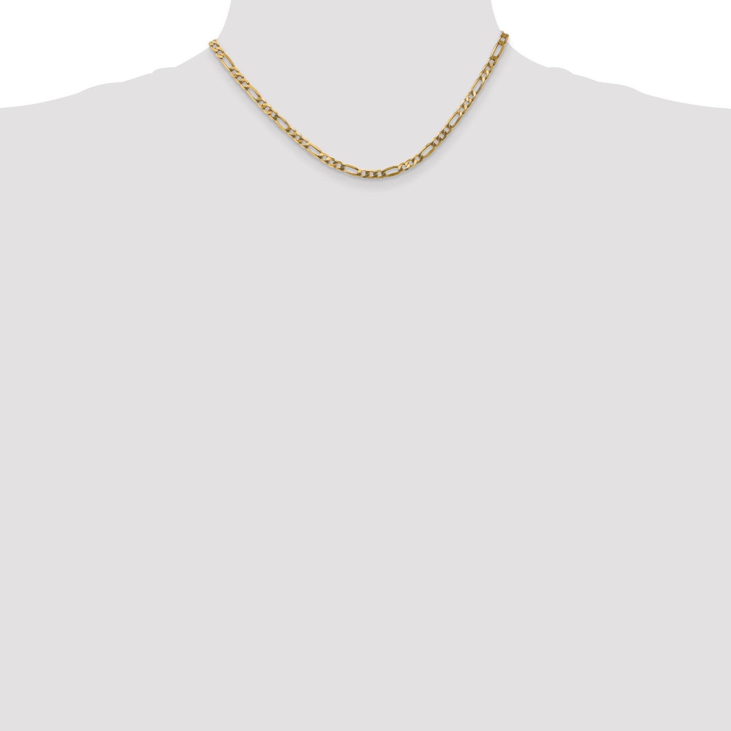 14K 16 inch 4mm Flat Figaro with Lobster Clasp Chain