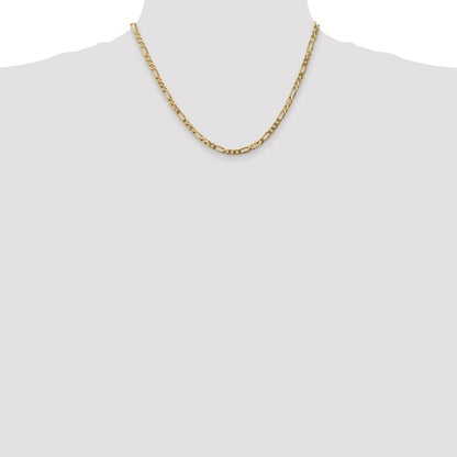 14K 18 inch 4mm Flat Figaro with Lobster Clasp Chain