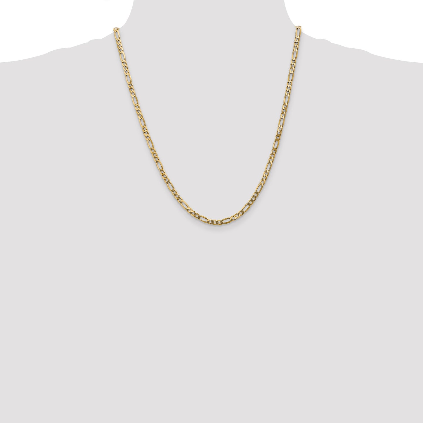 14K 22 inch 4mm Flat Figaro with Lobster Clasp Chain