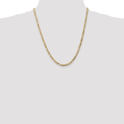 14K 22 inch 4mm Flat Figaro with Lobster Clasp Chain