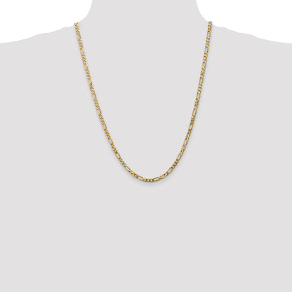 14K 24 inch 4mm Flat Figaro with Lobster Clasp Chain