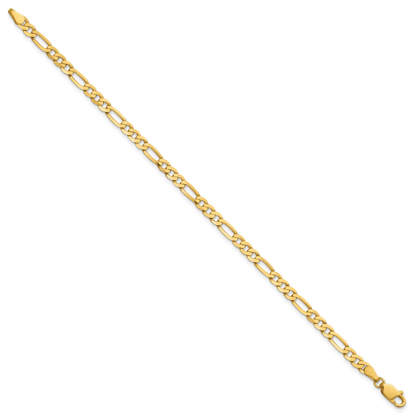 14K 7 inch 4mm Flat Figaro with Lobster Clasp Bracelet