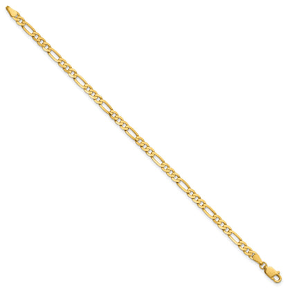 14K 8 inch 4mm Flat Figaro with Lobster Clasp Bracelet