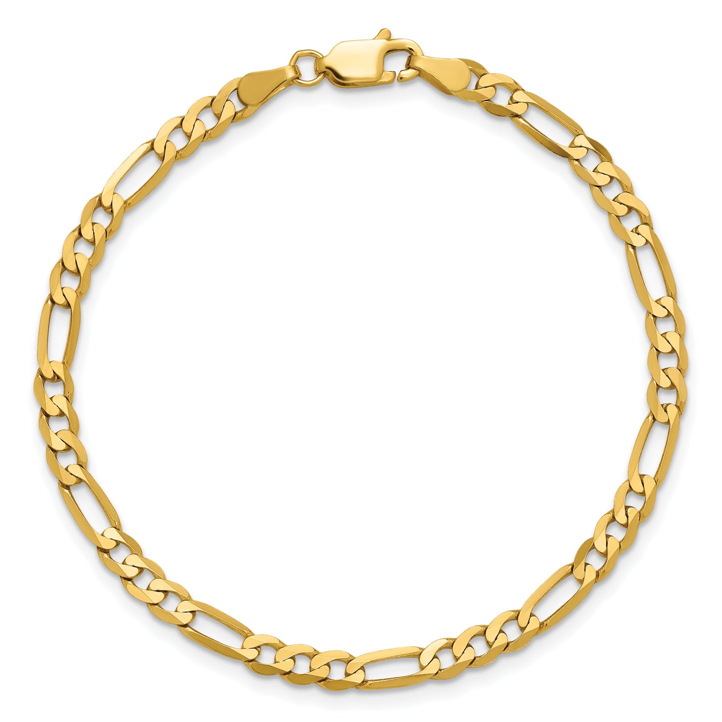 14K 7 inch 4mm Flat Figaro with Lobster Clasp Bracelet