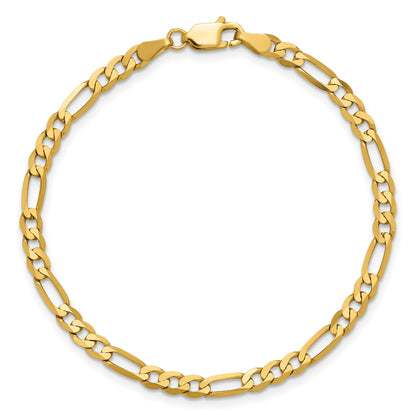 14K 7 inch 4mm Flat Figaro with Lobster Clasp Bracelet