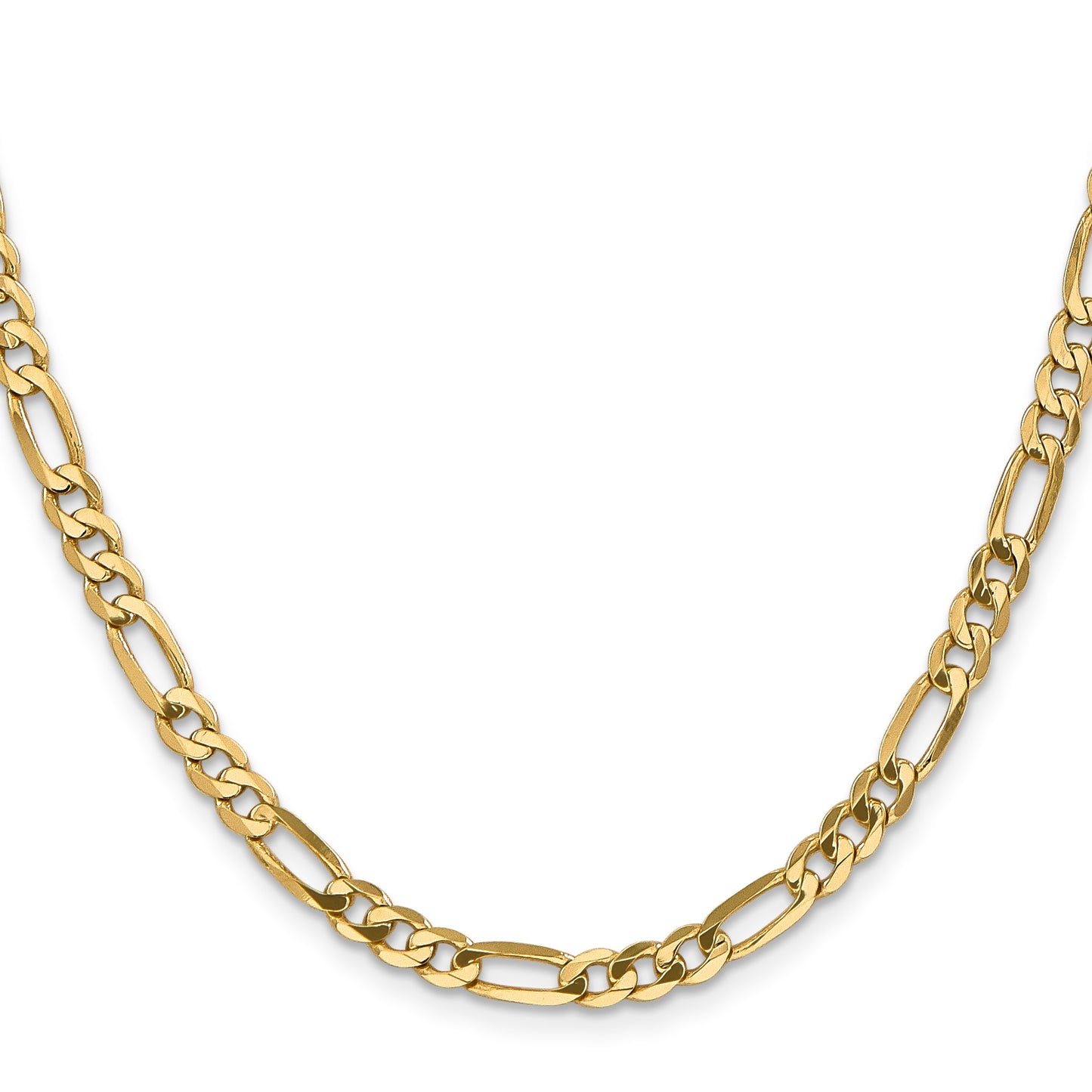 14K 28 inch 4.75mm Flat Figaro with Lobster Clasp Chain