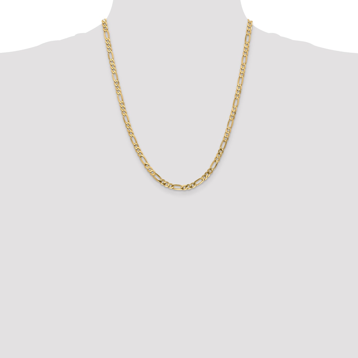 14K 22 inch 4.75mm Flat Figaro with Lobster Clasp Chain
