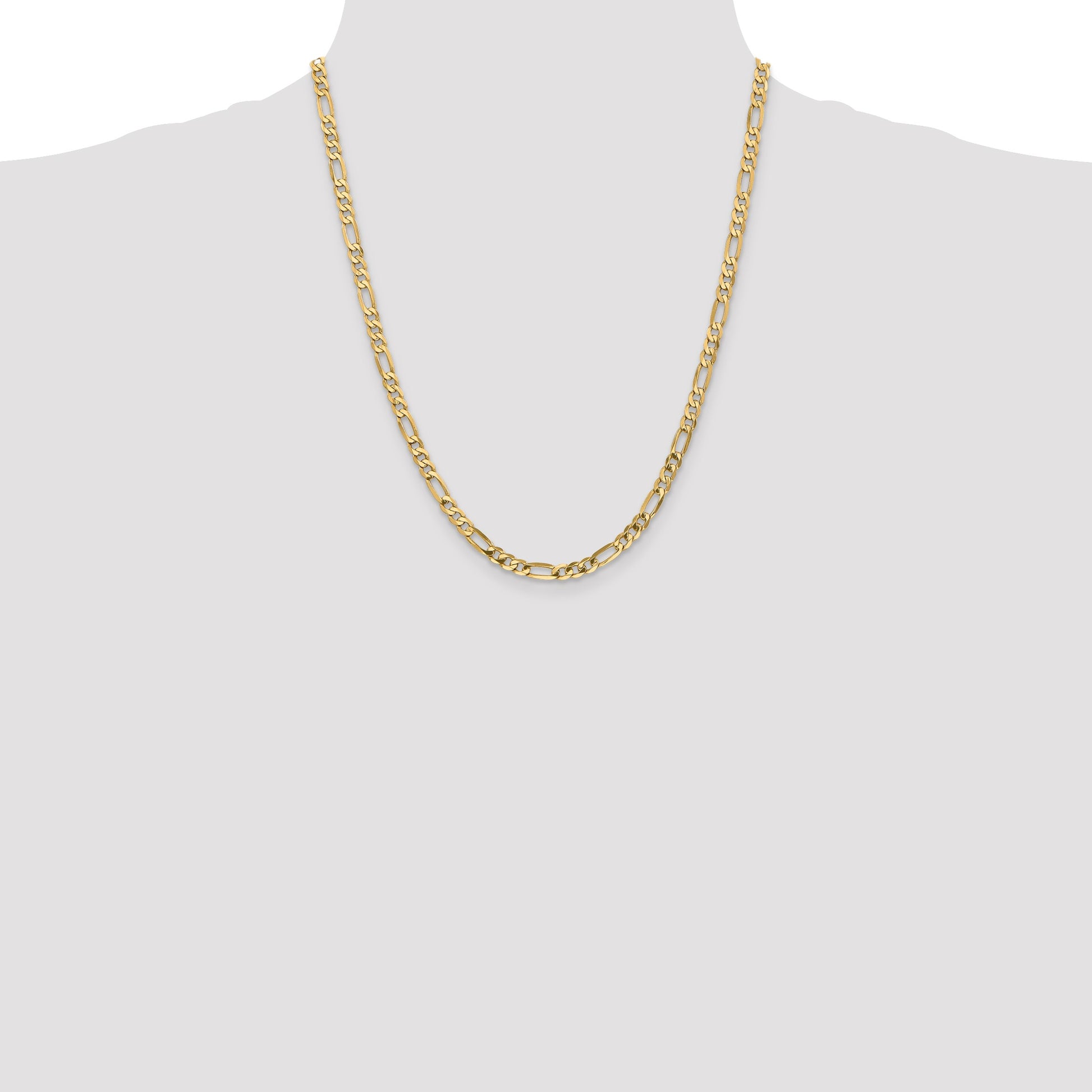 14K 22 inch 4.75mm Flat Figaro with Lobster Clasp Chain
