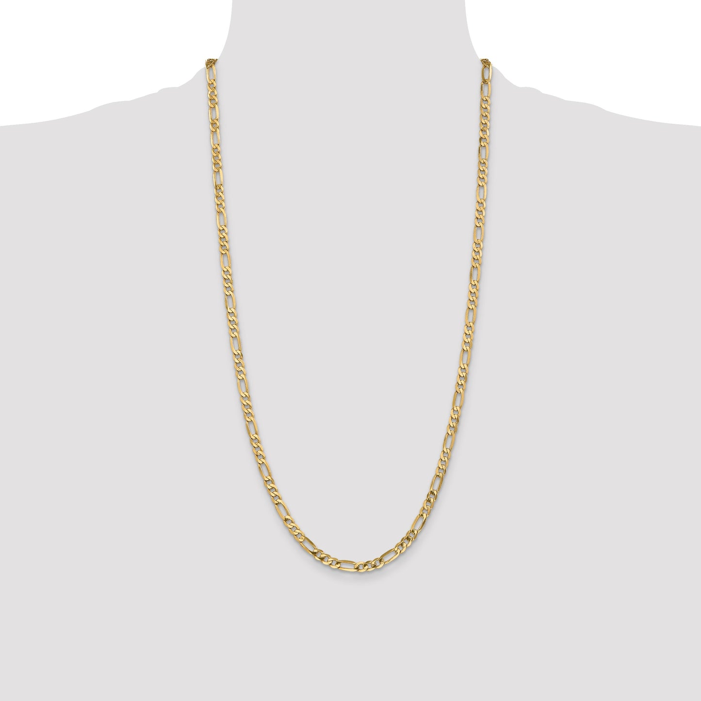 14K 28 inch 4.75mm Flat Figaro with Lobster Clasp Chain