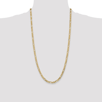 14K 28 inch 4.75mm Flat Figaro with Lobster Clasp Chain