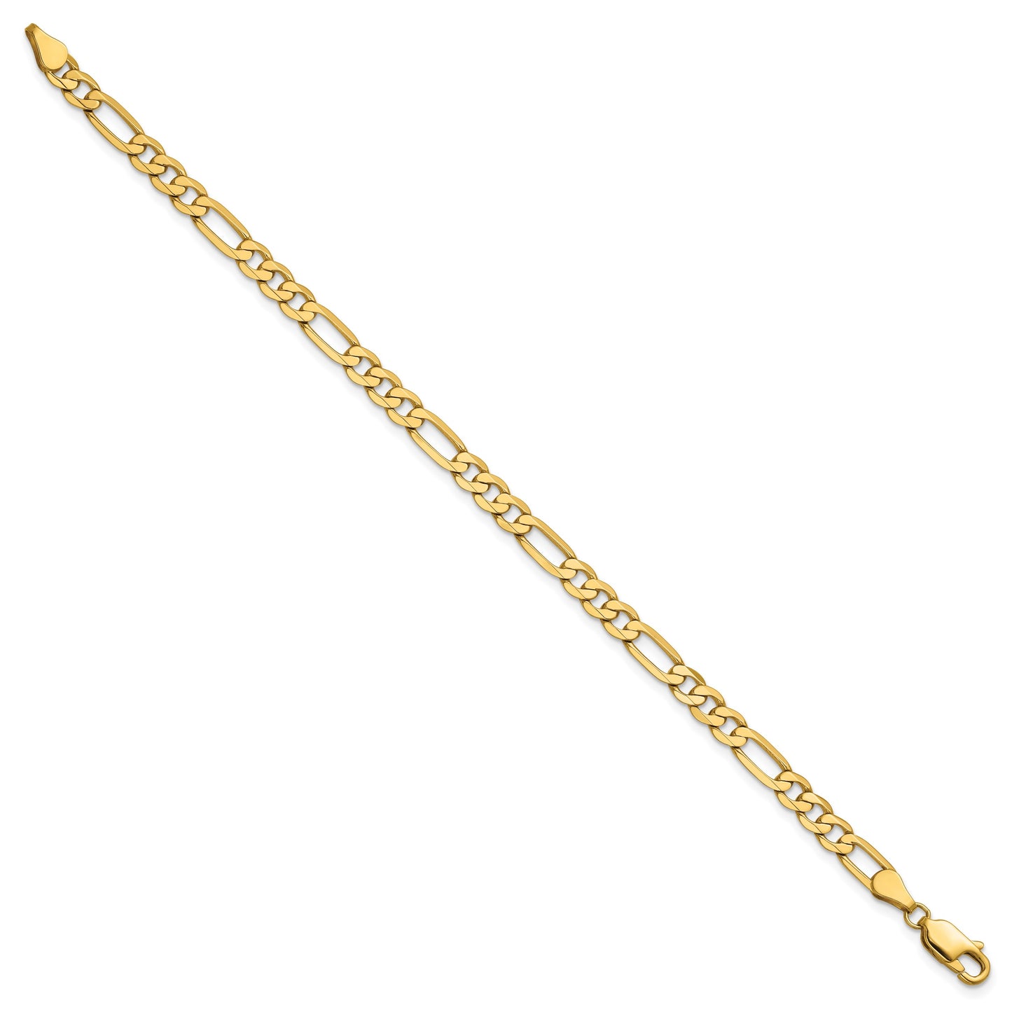 14K 7 inch 4.75mm Flat Figaro with Lobster Clasp Bracelet