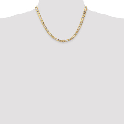 14K 18 inch 5.25mm Flat Figaro with Lobster Clasp Chain