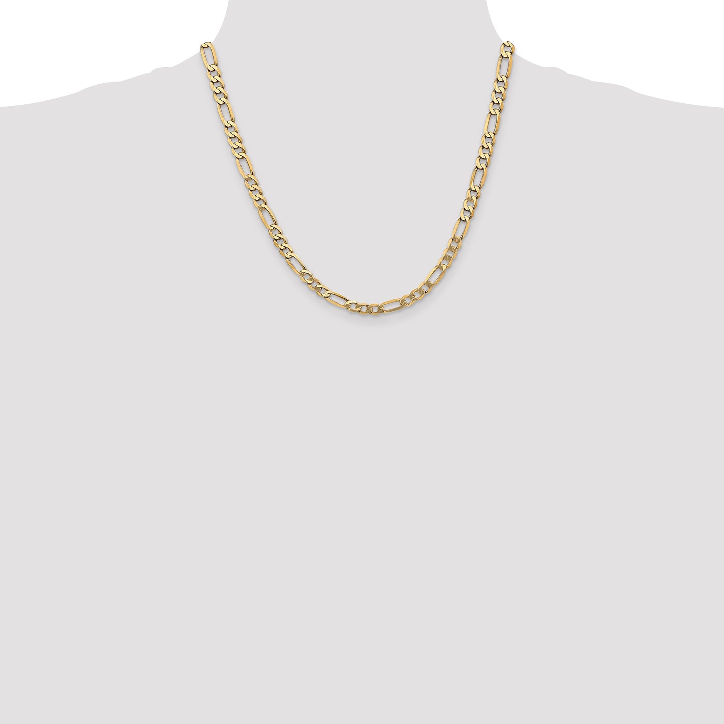 14K 20 inch 5.25mm Flat Figaro with Lobster Clasp Chain