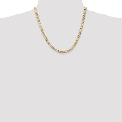 14K 20 inch 5.25mm Flat Figaro with Lobster Clasp Chain
