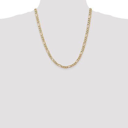 14K 22 inch 5.25mm Flat Figaro with Lobster Clasp Chain