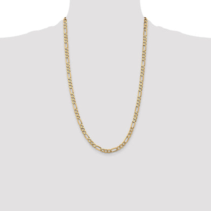 14K 26 inch 5.25mm Flat Figaro with Lobster Clasp Chain