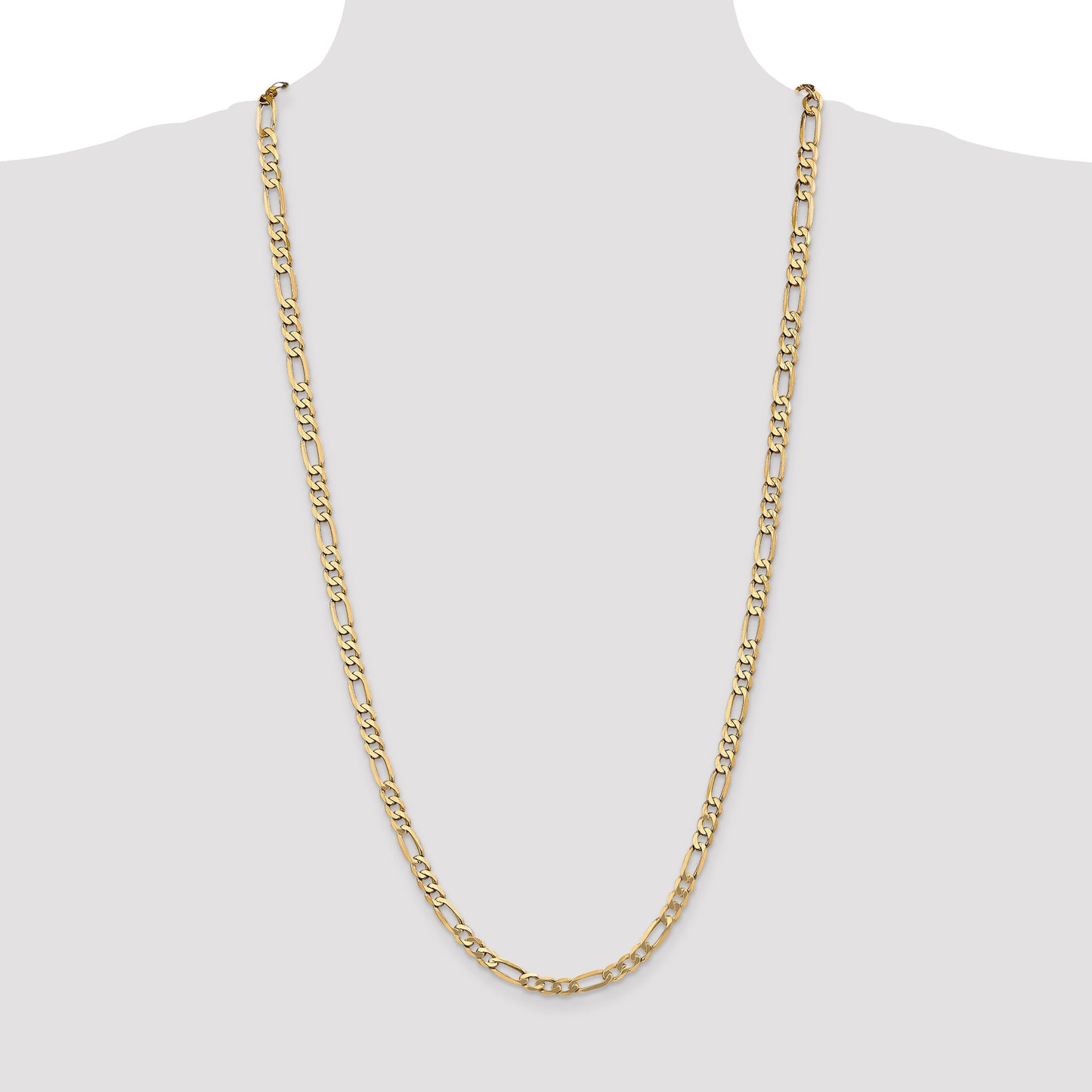 14K 30 inch 5.25mm Flat Figaro with Lobster Clasp Chain
