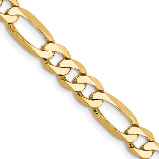 14K 20 inch 5.25mm Flat Figaro with Lobster Clasp Chain