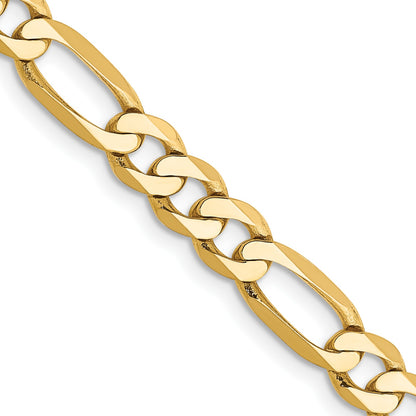14K 26 inch 5.25mm Flat Figaro with Lobster Clasp Chain