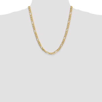 14K 22 inch 6.25mm Flat Figaro with Lobster Clasp Chain