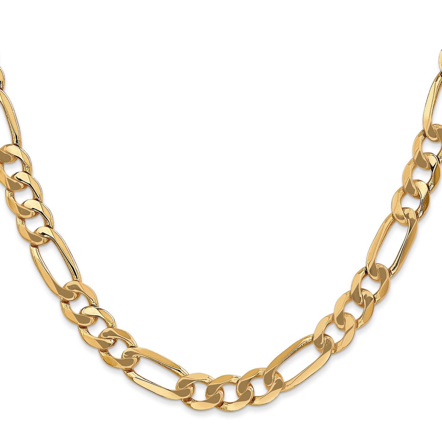 14K 20 inch 7mm Flat Figaro with Lobster Clasp Chain