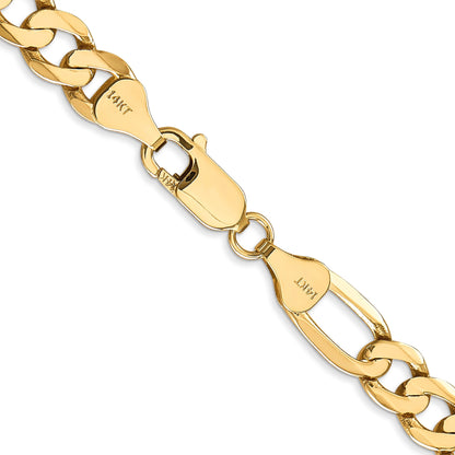 14K 24 inch 7mm Flat Figaro with Lobster Clasp Chain