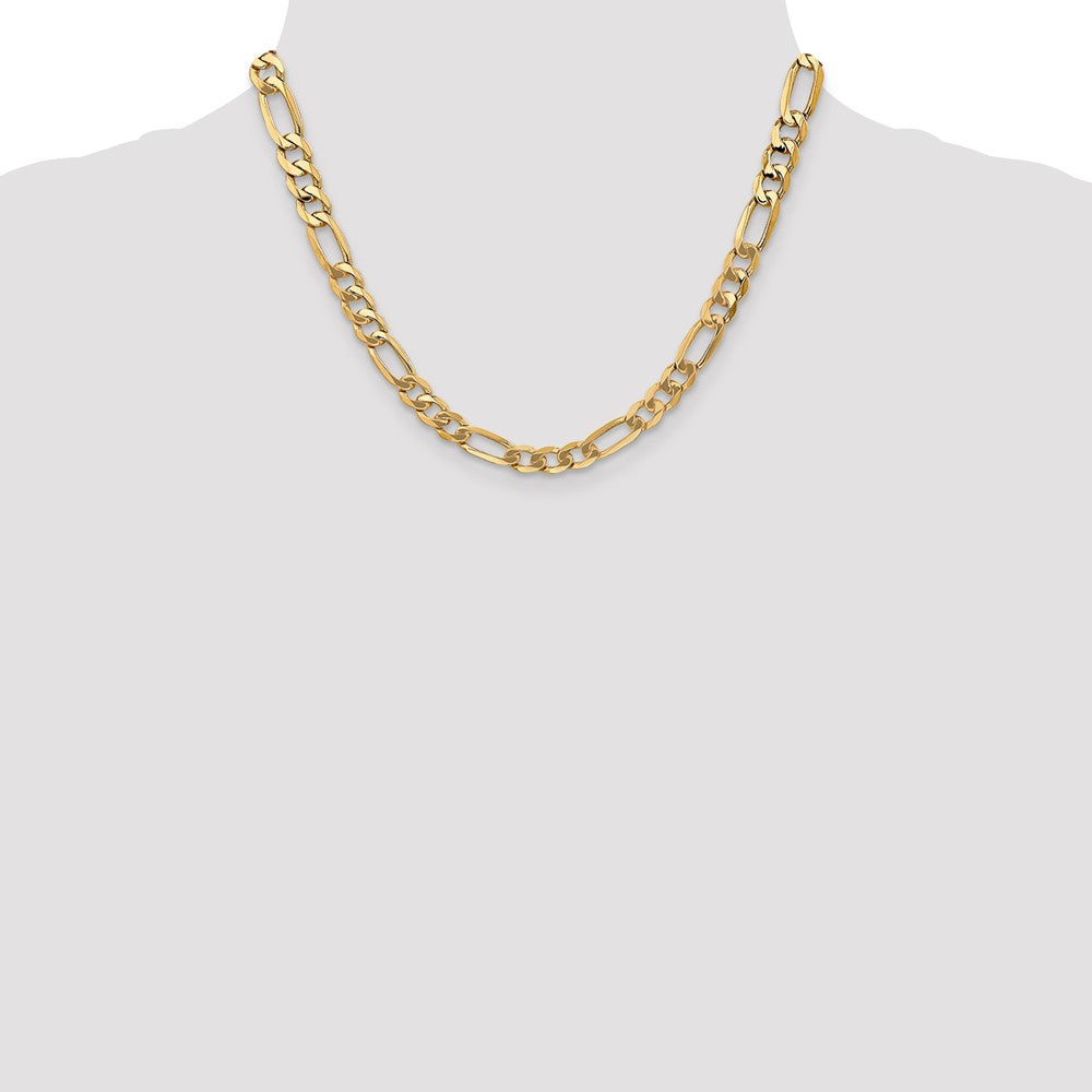 14K 18 inch 7mm Flat Figaro with Lobster Clasp Chain