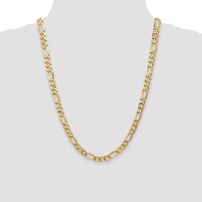 14K 24 inch 7mm Flat Figaro with Lobster Clasp Chain