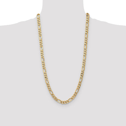 14K 28 inch 7mm Flat Figaro with Lobster Clasp Chain