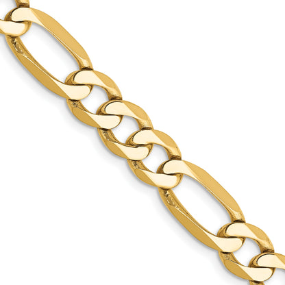 14K 28 inch 7mm Flat Figaro with Lobster Clasp Chain