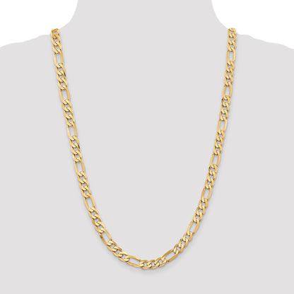14K 26 inch 7.5mm Flat Figaro with Lobster Clasp Chain