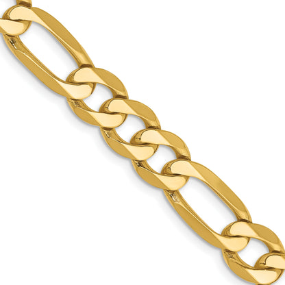14K 22 inch 7.5mm Flat Figaro with Lobster Clasp Chain