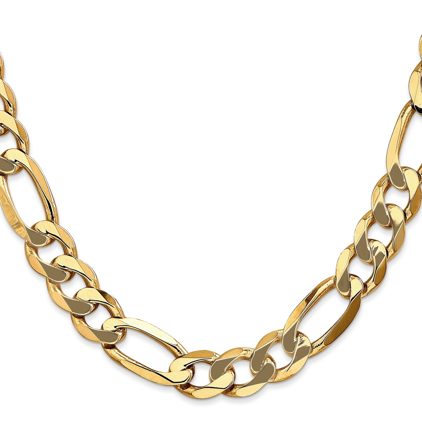 14K 20 inch 10mm Flat Figaro with Lobster Clasp Chain