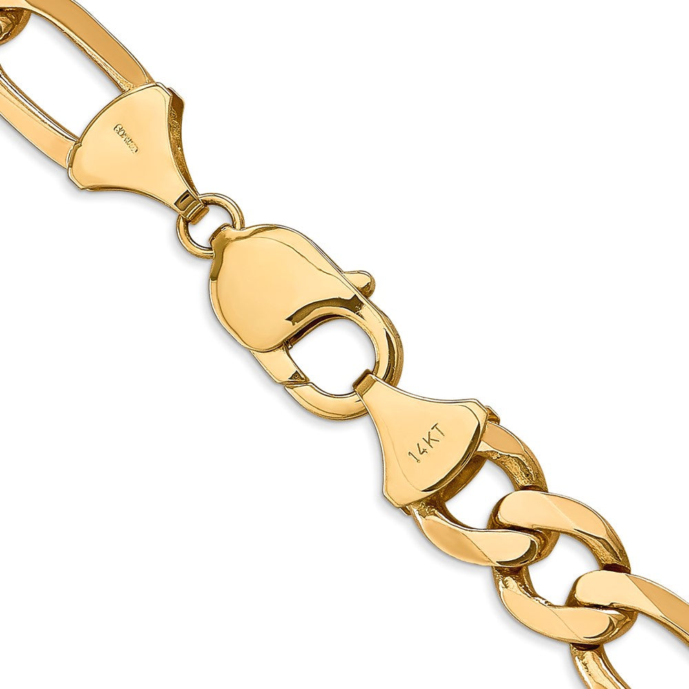 14K 24 inch 10mm Flat Figaro with Lobster Clasp Chain