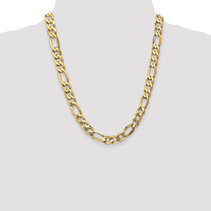14K 22 inch 10mm Flat Figaro with Lobster Clasp Chain