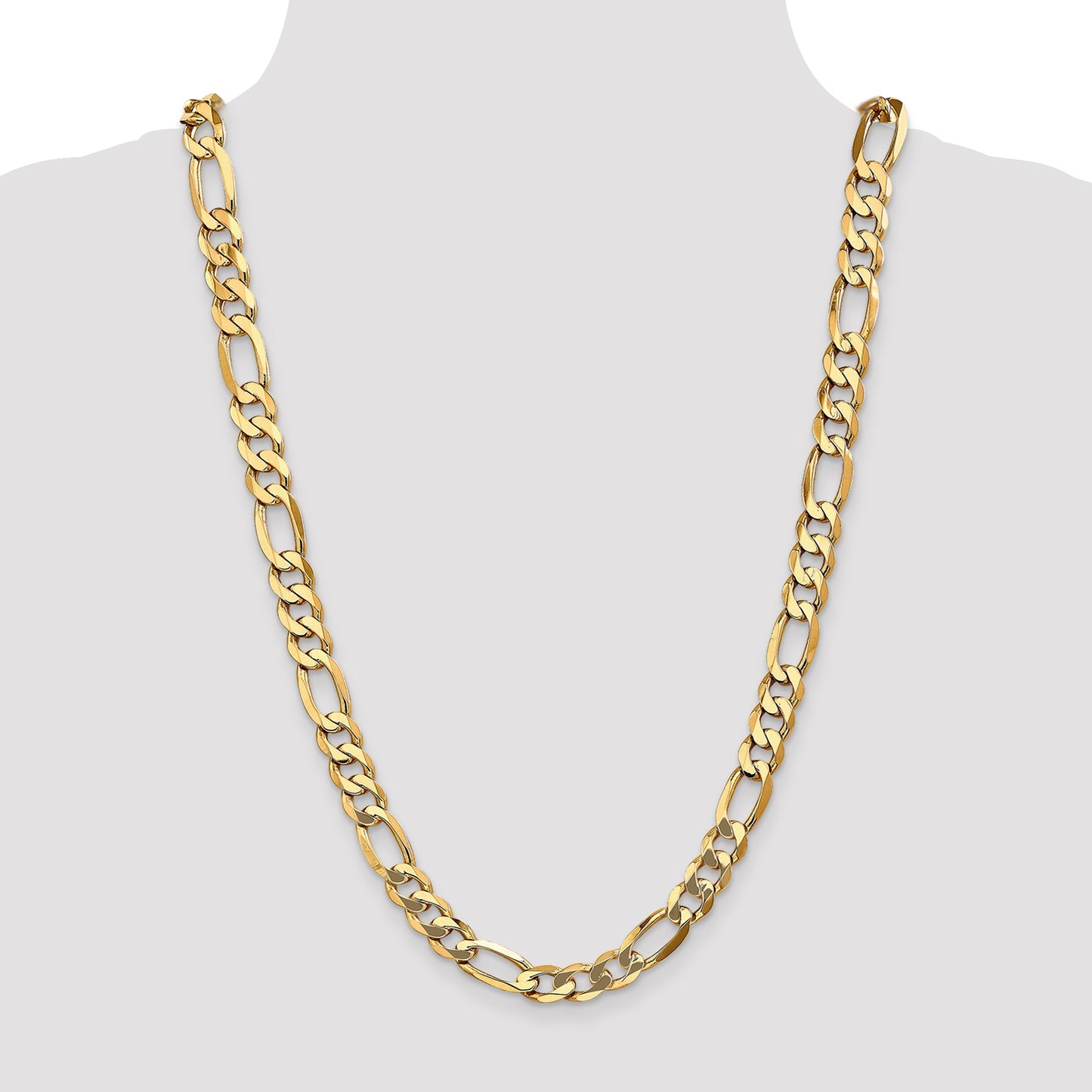 14K 26 inch 10mm Flat Figaro with Lobster Clasp Chain