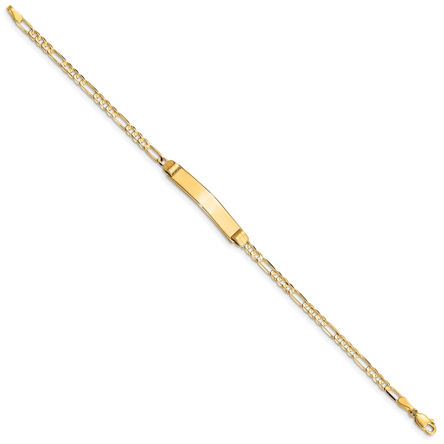 14k Polished Solid Chain/Solid Plate Figaro Link 24.5x4.8mm Plate 7 inch ID Bracelet