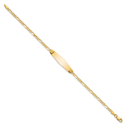 14k Polished Solid Chain/Solid Plate Figaro Link Soft Diamond Shape 24.5x7.3mm Plate 8 inch ID Bracelet