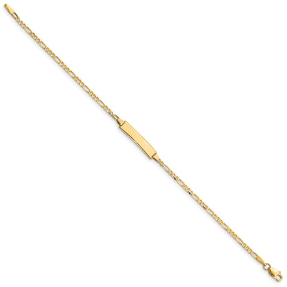 14k Polished Solid Chain/Solid Plate Figaro Link 19.5x5mm Plate 7 inch ID Bracelet