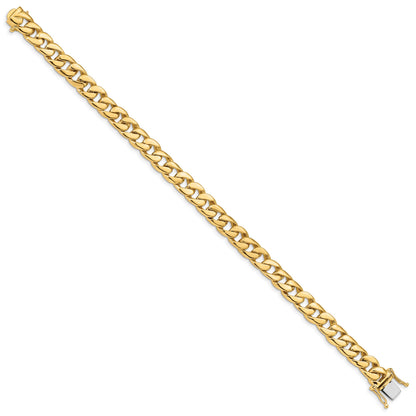 14K 9 inch 8mm Hand Polished Curb Link with Box Catch Clasp Bracelet