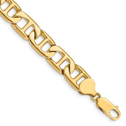 14k 8.75mm Solid Hand-Polished Anchor Link 7 inch Bracelet