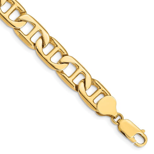 14k 8.75mm Solid Hand-Polished Anchor Link 8 inch Bracelet