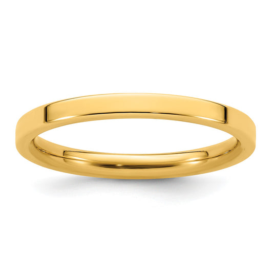 14k Yellow Gold 2mm Standard Weight Flat Comfort Fit Wedding Band Size 4