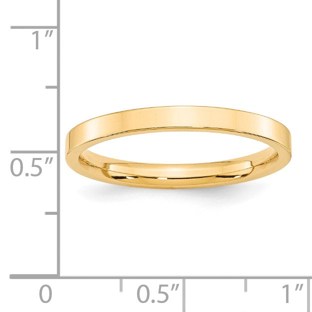 14k Yellow Gold 2.5mm Standard Weight Flat Comfort Fit Wedding Band Size 10