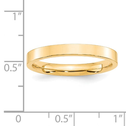 14k Yellow Gold 3mm Standard Weight Flat Comfort Fit Wedding Band Size 8.5